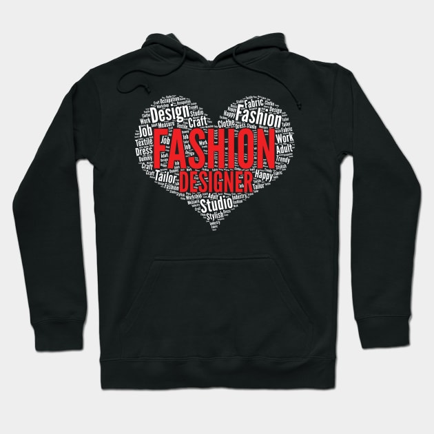 Fashion Designer Heart Shape Word Cloud Design product Hoodie by theodoros20